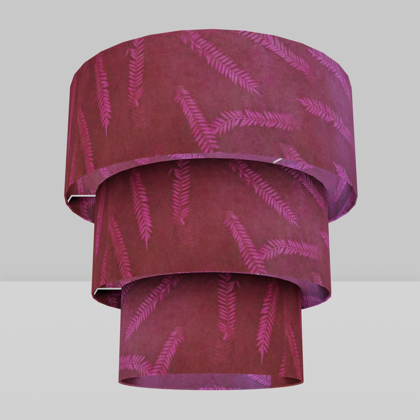 3 Tier Lamp Shade - P25 - Resistance Dyed Pink Fern, 50cm x 20cm, 40cm x 17.5cm & 30cm x 15cm