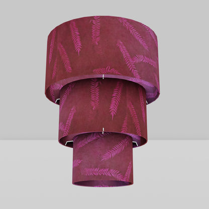 3 Tier Lamp Shade - P25 - Resistance Dyed Pink Fern, 40cm x 20cm, 30cm x 17.5cm & 20cm x 15cm