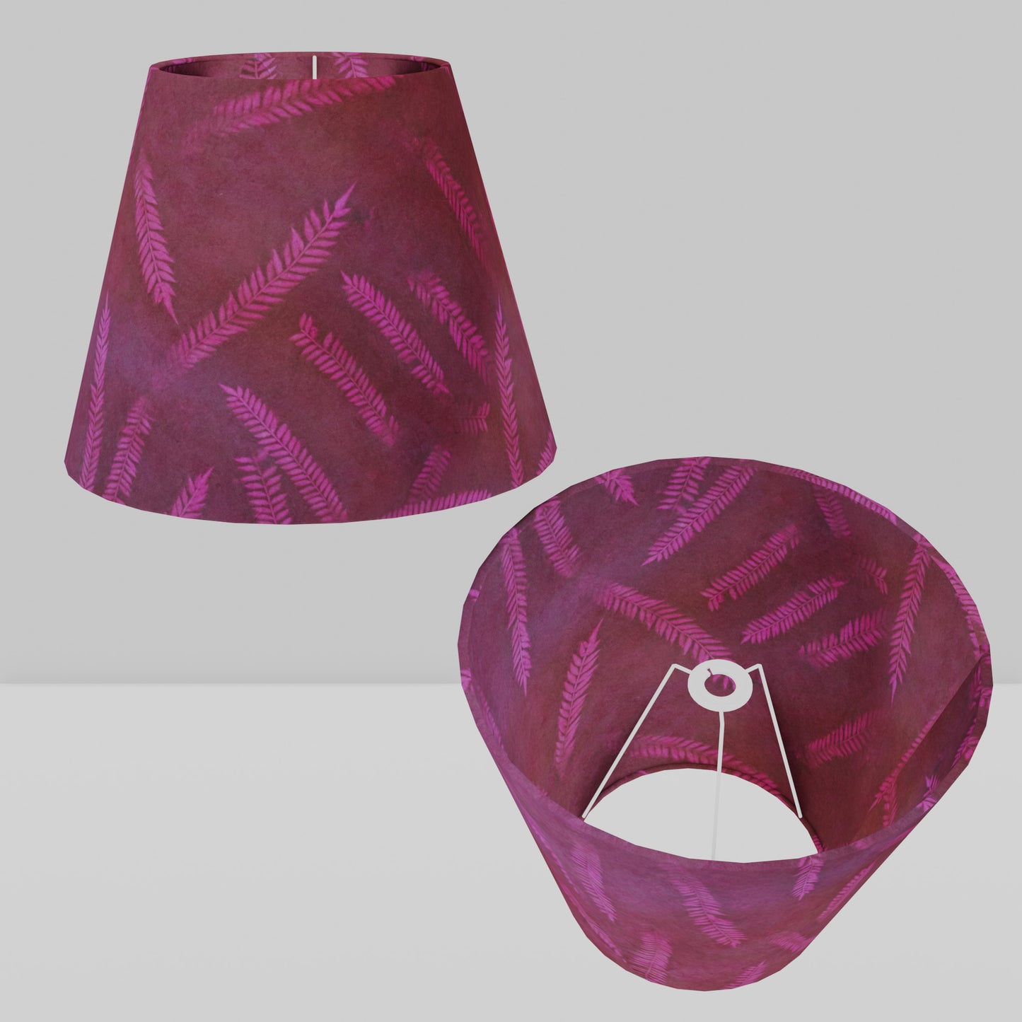Conical Lamp Shade P25 - Resistance Dyed Pink Fern, 23cm(top) x 40cm(bottom) x 31cm(height)