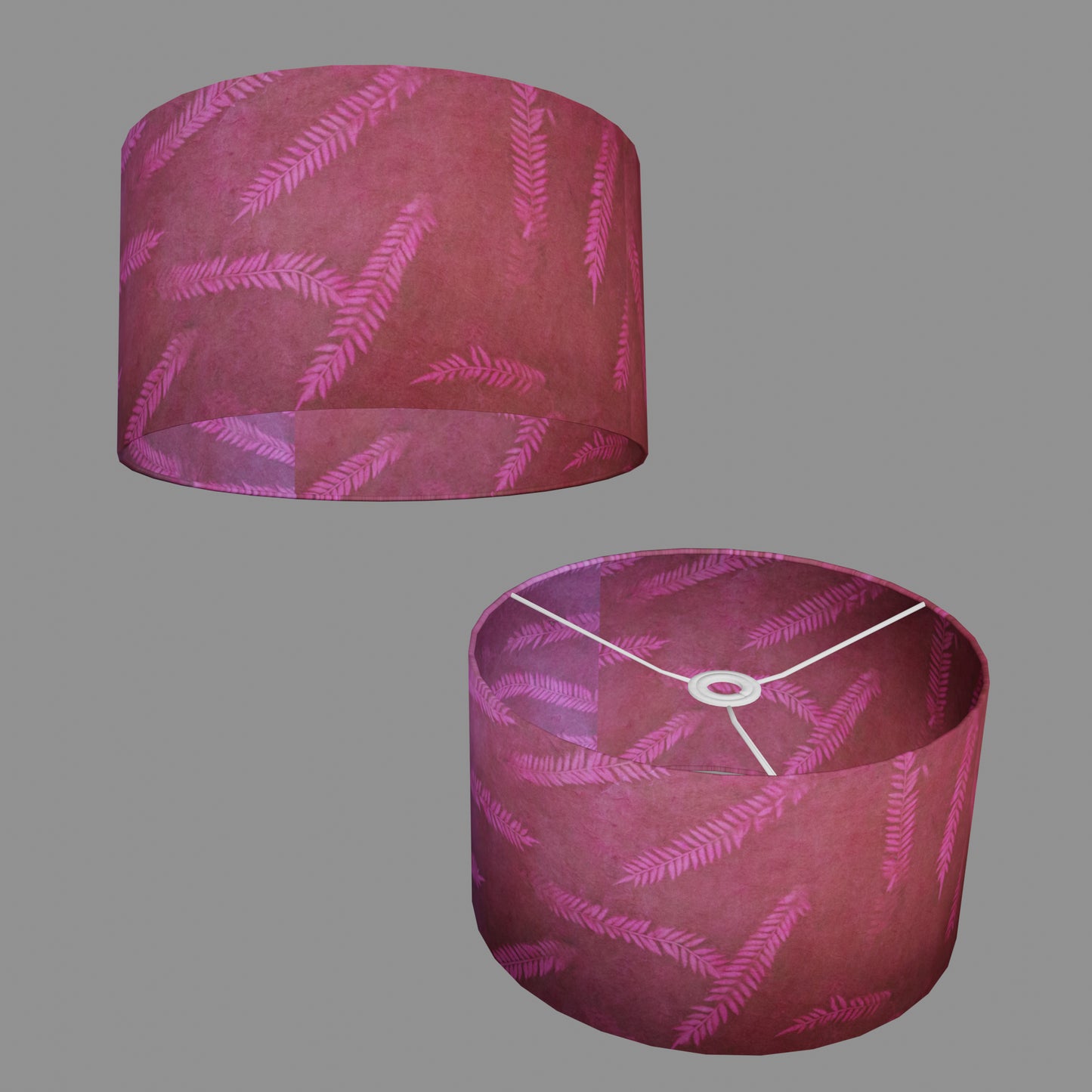 Drum Lamp Shade - P25 - Resistance Dyed Pink Fern, 35cm(d) x 20cm(h)