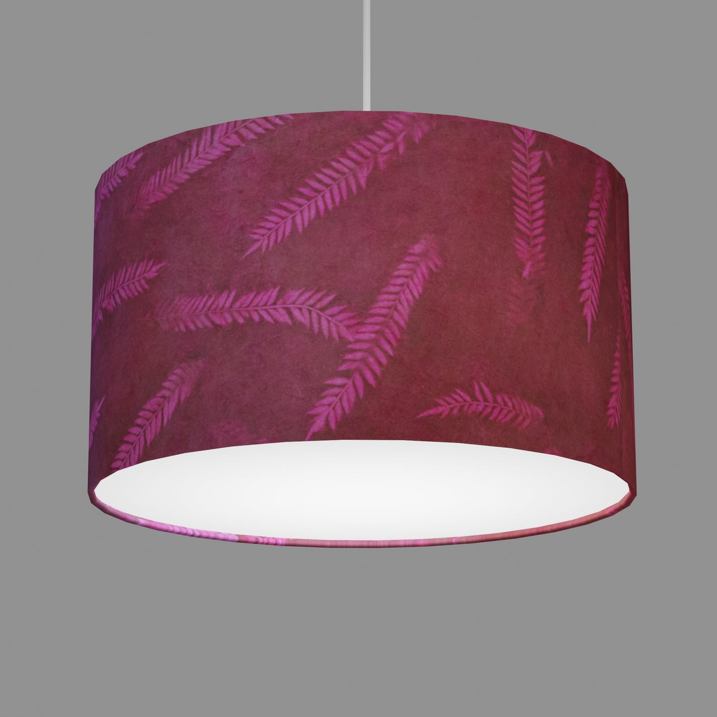 Drum Lamp Shade - P25 - Resistance Dyed Pink Fern, 35cm(d) x 20cm(h)