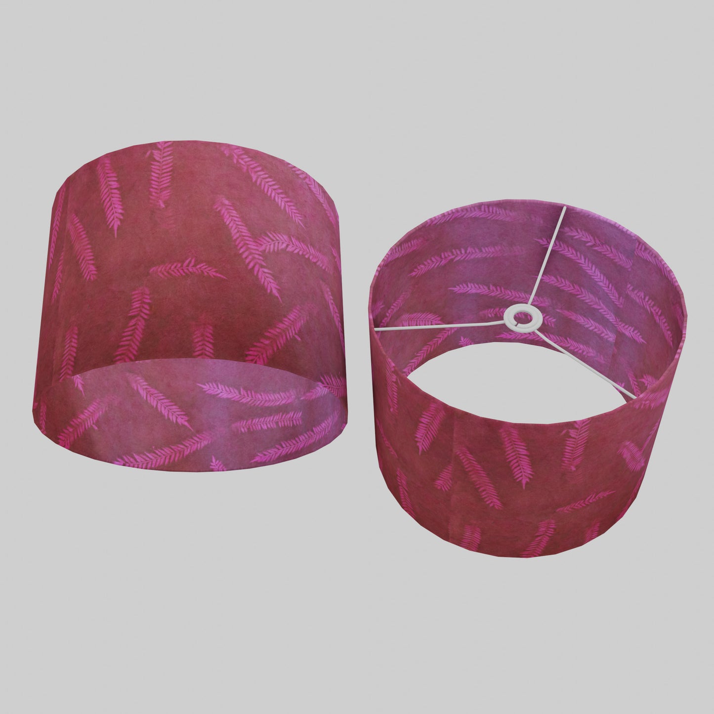 Drum Lamp Shade - P25 - Resistance Dyed Pink Fern, 40cm(d) x 30cm(h)