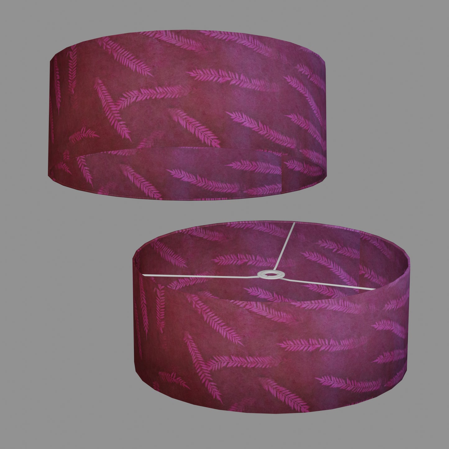 Drum Lamp Shade - P25 - Resistance Dyed Pink Fern, 50cm(d) x 20cm(h)