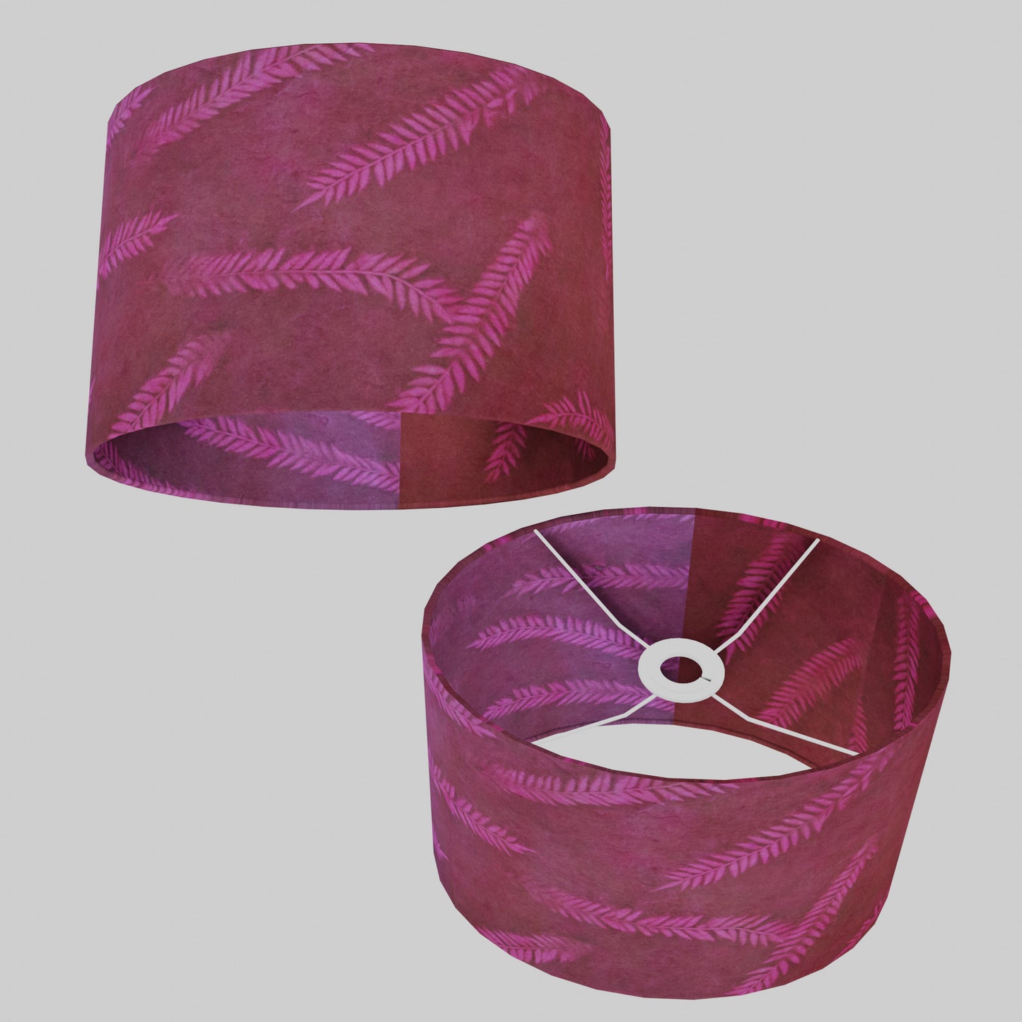 Oval Lamp Shade - P25 - Resistance Dyed Pink Fern, 30cm(w) x 20cm(h) x 22cm(d)