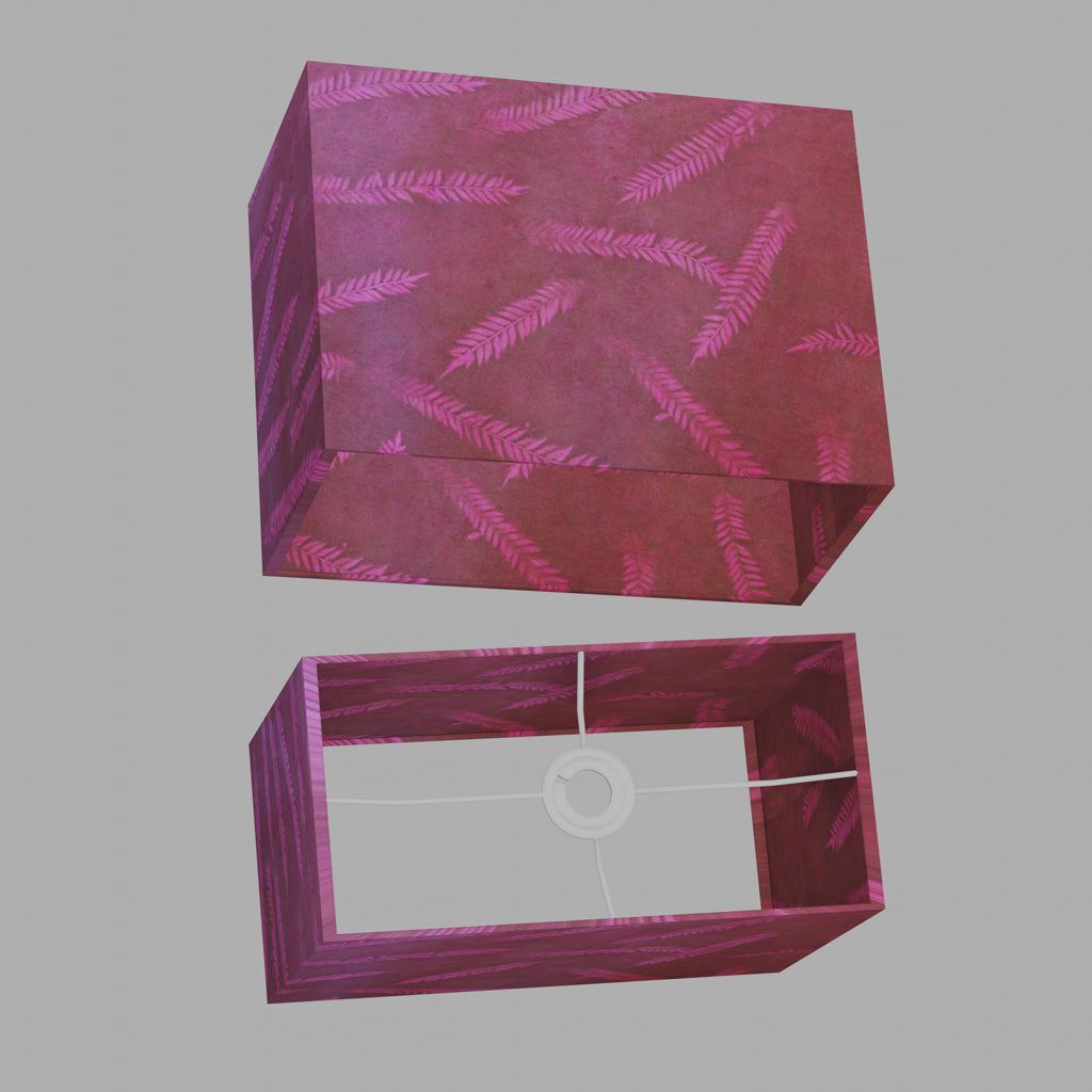 Rectangle Lamp Shade - P25 - Resistance Dyed Pink Fern, 40cm(w) x 30cm(h) x 20cm(d)