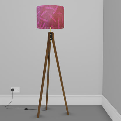 Sapele Tripod Floor Lamp - P25 - Resistance Dyed Pink Fern