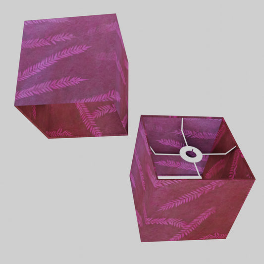 Square Lamp Shade - P25 - Resistance Dyed Pink Fern, 20cm(w) x 20cm(h) x 20cm(d)