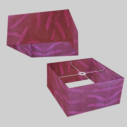 Square Lamp Shade - P25 - Resistance Dyed Pink Fern, 40cm(w) x 20cm(h) x 40cm(d)