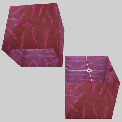 Square Lamp Shade - P25 - Resistance Dyed Pink Fern, 40cm(w) x 40cm(h) x 40cm(d)