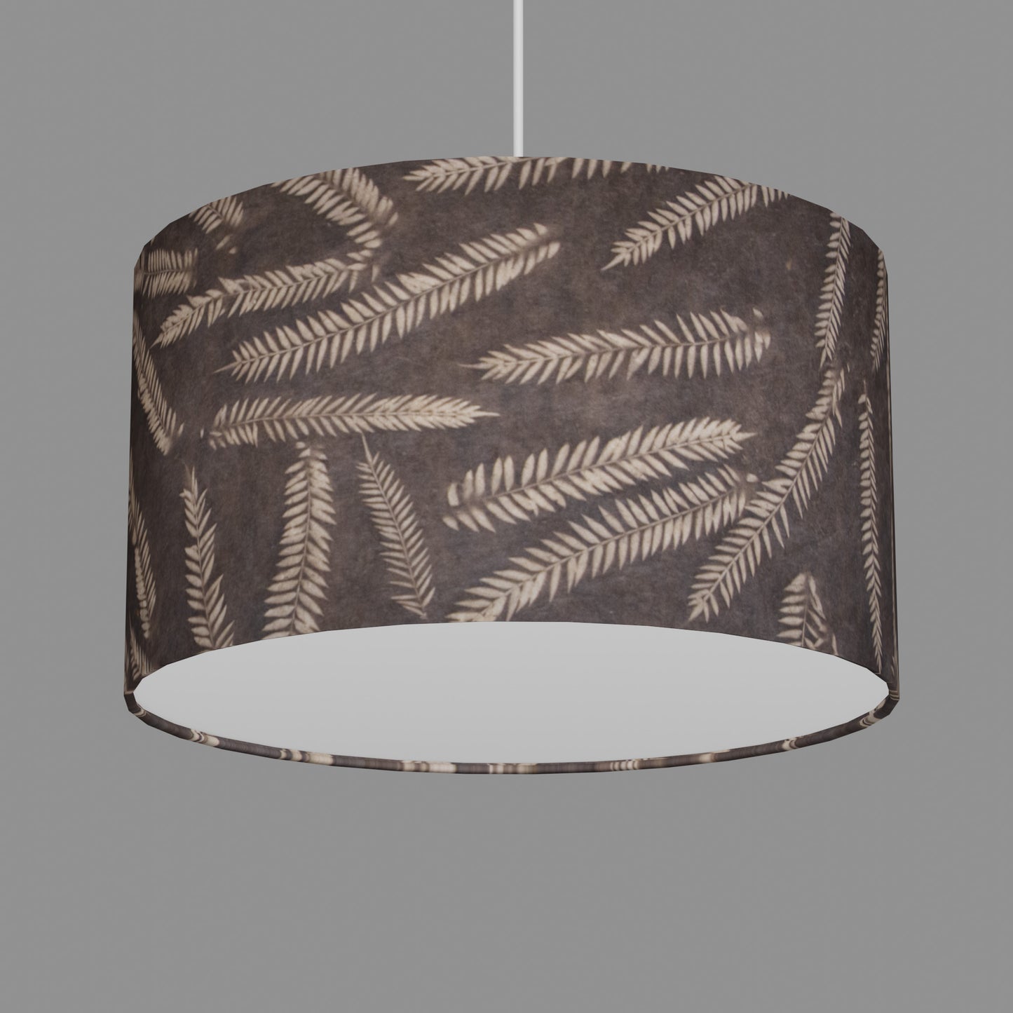 Drum Lamp Shade - P26 - Resistance Dyed Brown Fern, 35cm(d) x 20cm(h)