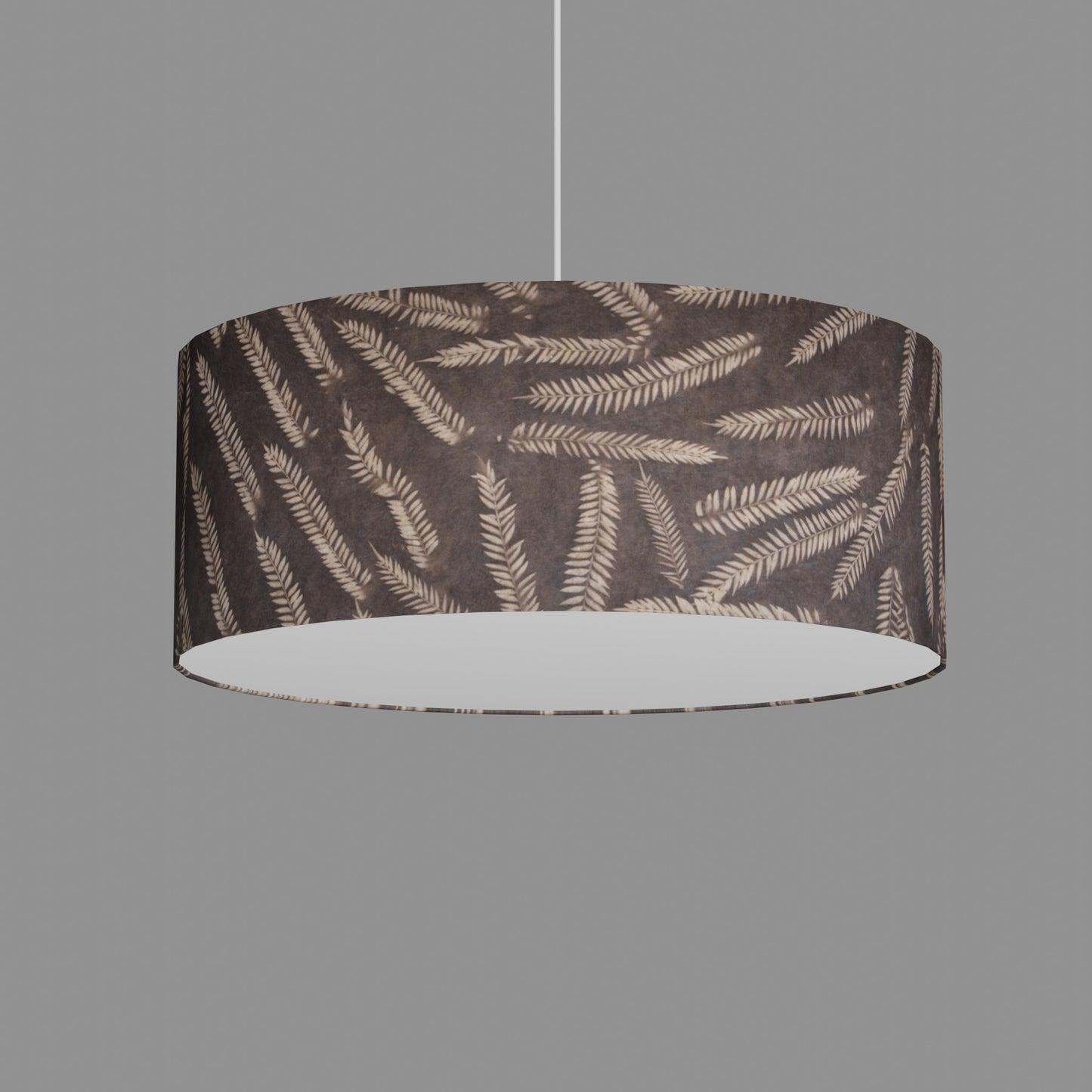 Drum Lamp Shade - P26 - Resistance Dyed Brown Fern, 50cm(d) x 20cm(h)