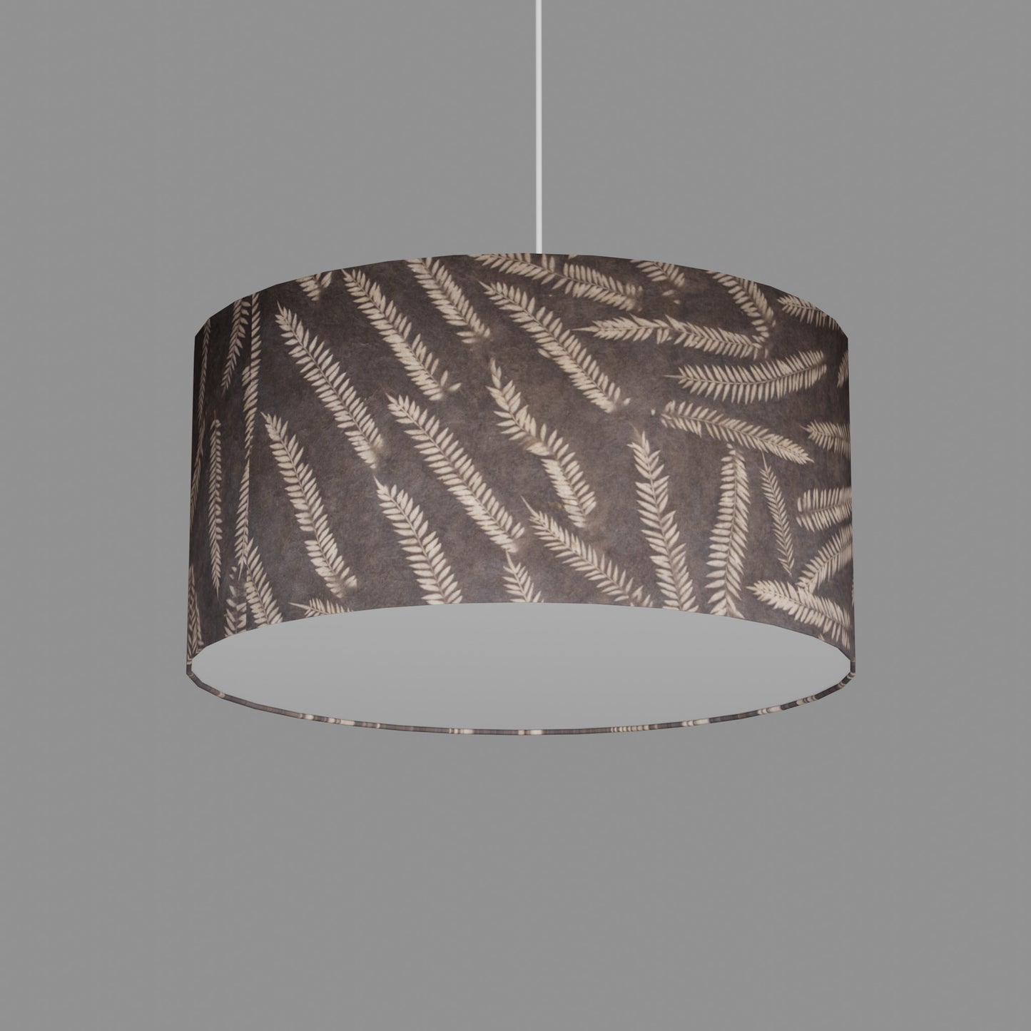 Drum Lamp Shade - P26 - Resistance Dyed Brown Fern, 50cm(d) x 25cm(h)