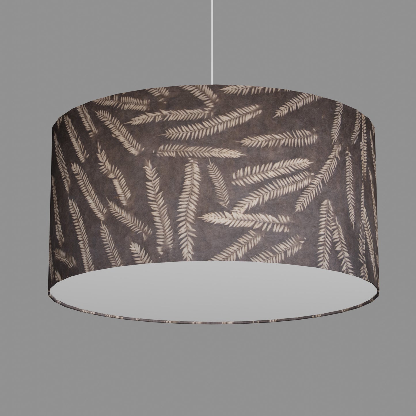 Drum Lamp Shade - P26 - Resistance Dyed Brown Fern, 60cm(d) x 30cm(h)