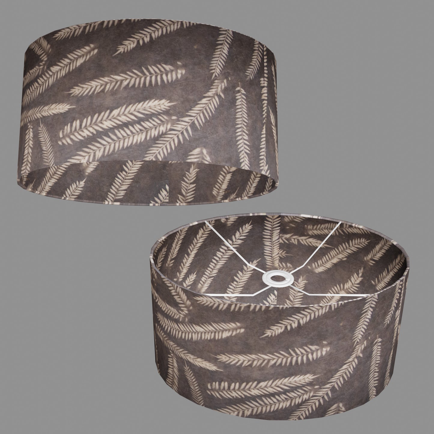 Oval Lamp Shade - P26 - Resistance Dyed Brown Fern, 40cm(w) x 20cm(h) x 30cm(d)