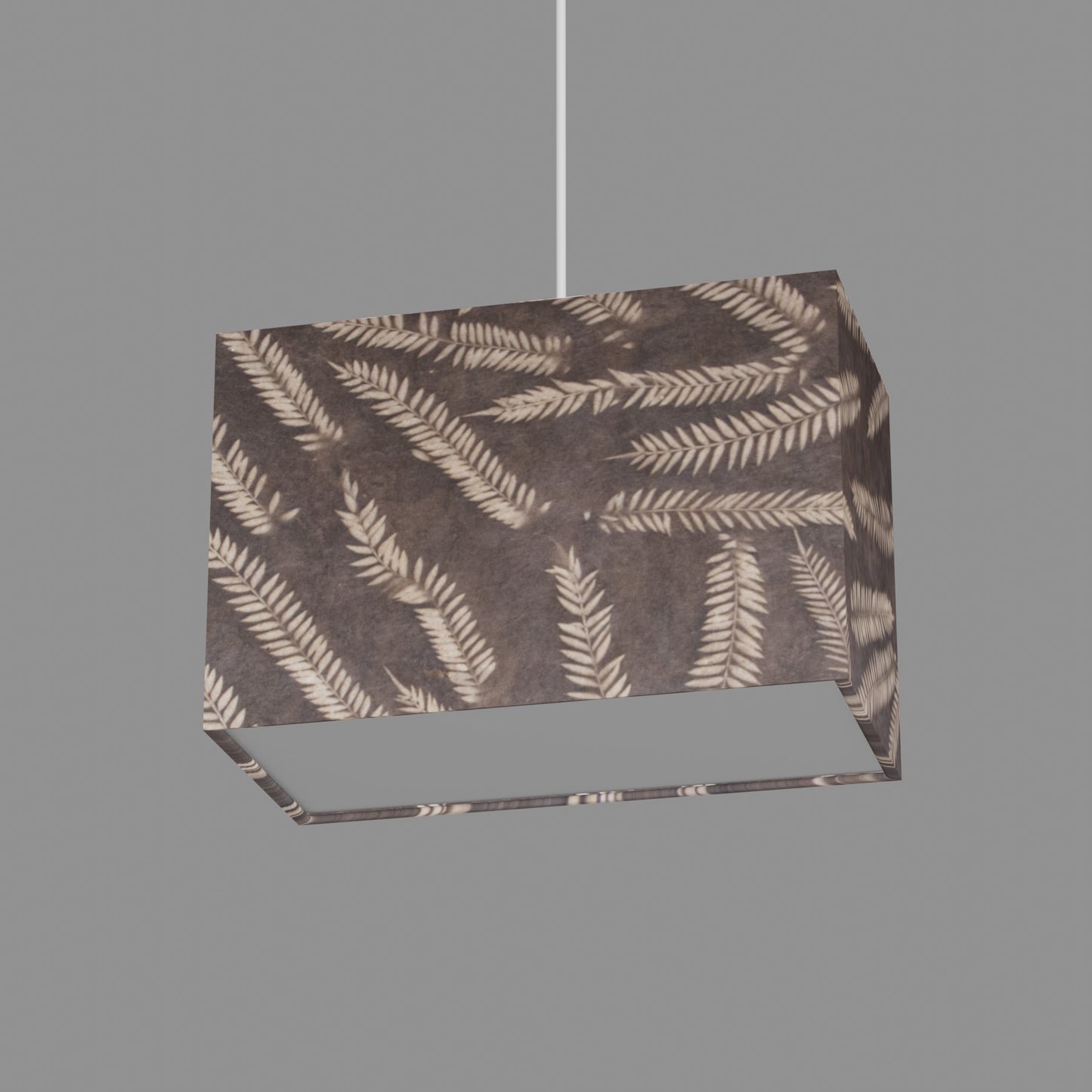 Rectangle Lamp Shade - P26 - Resistance Dyed Brown Fern, 30cm(w) x 20cm(h) x 15cm(d)