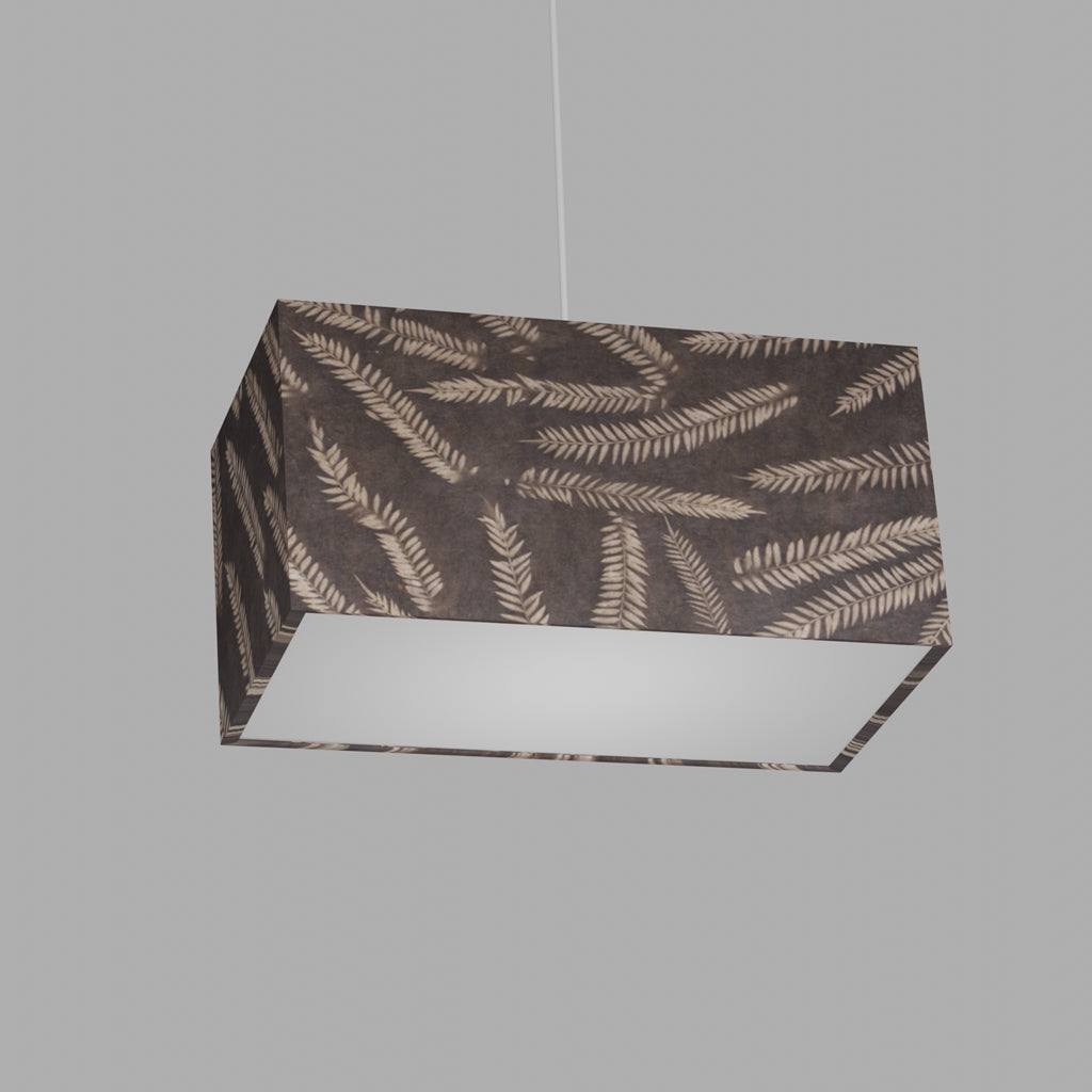 Rectangle Lamp Shade - P26 - Resistance Dyed Brown Fern, 40cm(w) x 20cm(h) x 20cm(d)