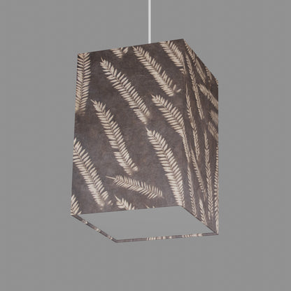 Square Lamp Shade - P26 - Resistance Dyed Brown Fern, 20cm(w) x 30cm(h) x 20cm(d)