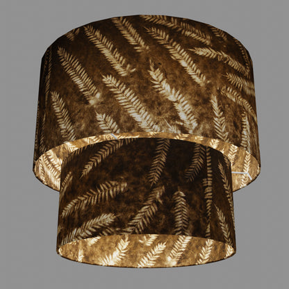 2 Tier Lamp Shade - P26 - Resistance Dyed Brown Fern, 40cm x 20cm & 30cm x 15cm