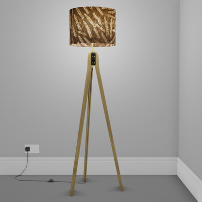 Oak Tripod Floor Lamp - P26 - Resistance Dyed Brown Fern