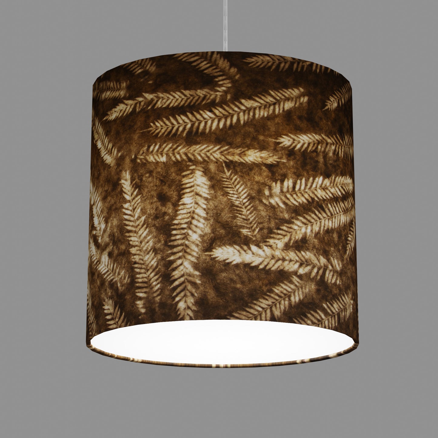 Oval Lamp Shade - P26 - Resistance Dyed Brown Fern, 30cm(w) x 30cm(h) x 22cm(d)