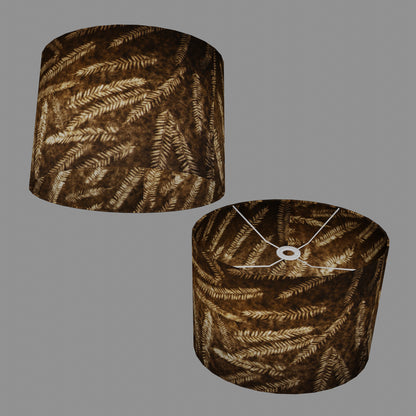Oval Lamp Shade - P26 - Resistance Dyed Brown Fern, 40cm(w) x 30cm(h) x 30cm(d)