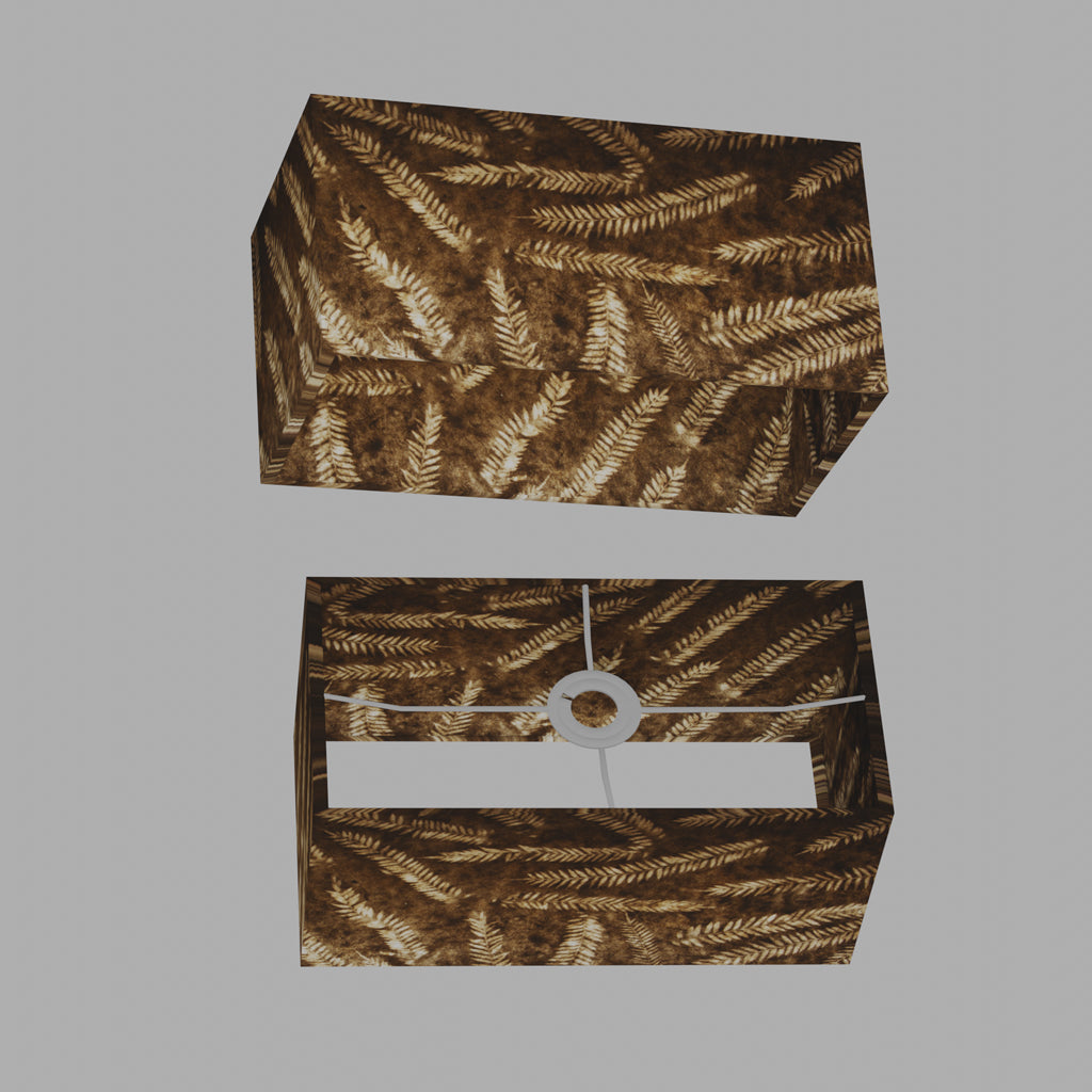 Rectangle Lamp Shade - P26 - Resistance Dyed Brown Fern, 40cm(w) x 20cm(h) x 20cm(d)