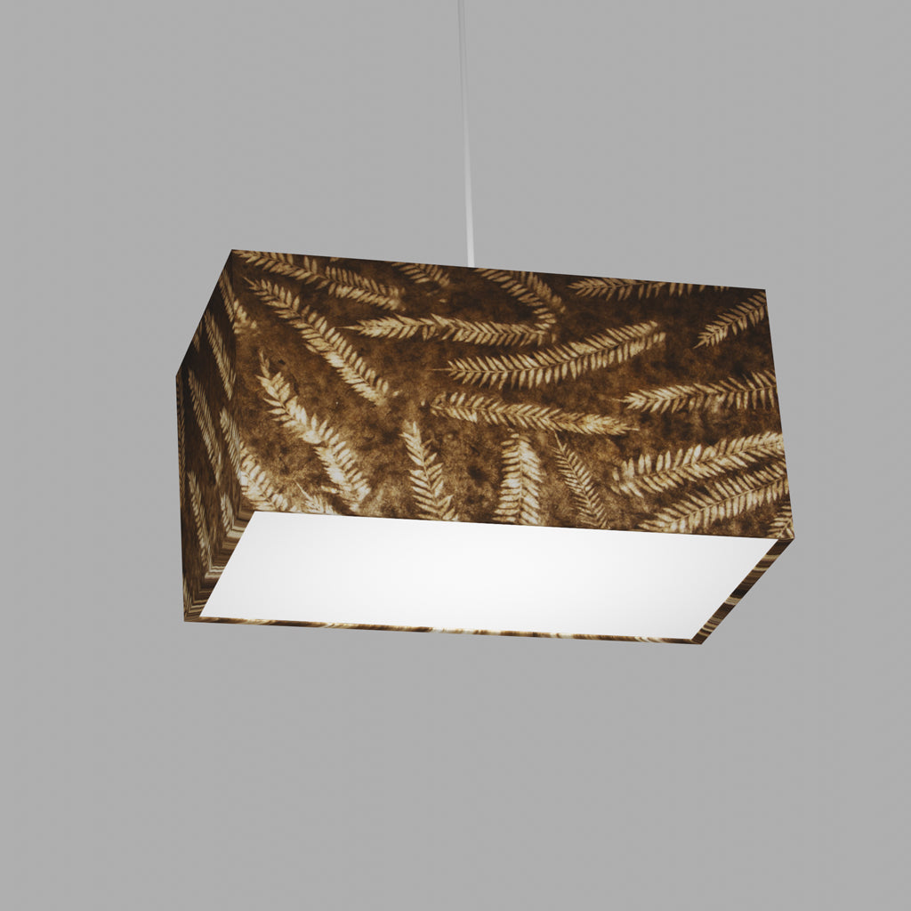 Rectangle Lamp Shade - P26 - Resistance Dyed Brown Fern, 40cm(w) x 20cm(h) x 20cm(d)