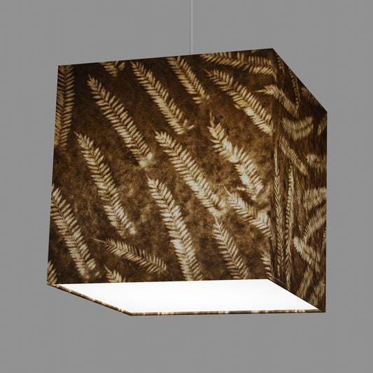 Square Lamp Shade - P26 - Resistance Dyed Brown Fern, 30cm(w) x 30cm(h) x 30cm(d)