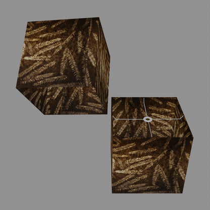 Square Lamp Shade - P26 - Resistance Dyed Brown Fern, 40cm(w) x 40cm(h) x 40cm(d)