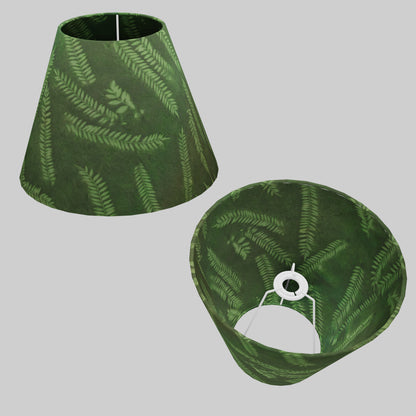 Conical Lamp Shade P27 - Resistance Dyed Green Fern, 15cm(top) x 30cm(bottom) x 22cm(height)