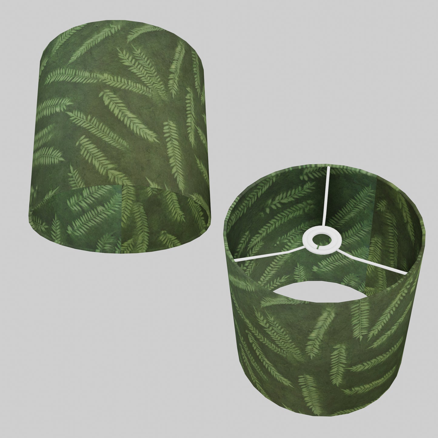 Drum Lamp Shade - P27 - Resistance Dyed Green Fern, 25cm x 25cm