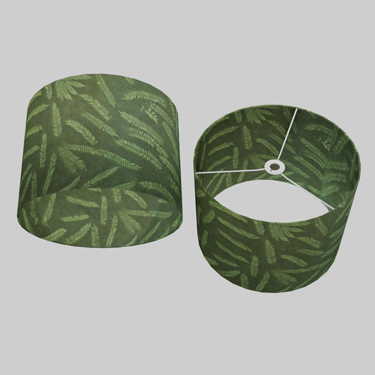 Drum Lamp Shade - P27 - Resistance Dyed Green Fern, 40cm(d) x 30cm(h)