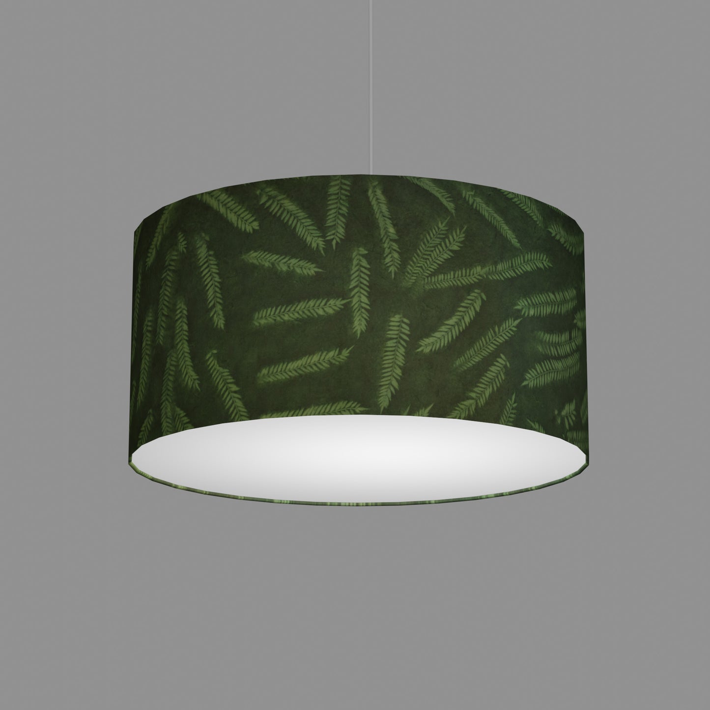 Drum Lamp Shade - P27 - Resistance Dyed Green Fern, 50cm(d) x 25cm(h)