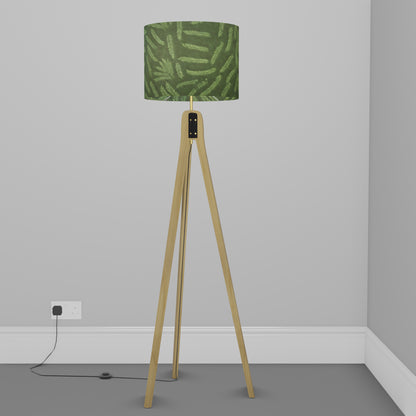 Oak Tripod Floor Lamp - P27 - Resistance Dyed Green Fern