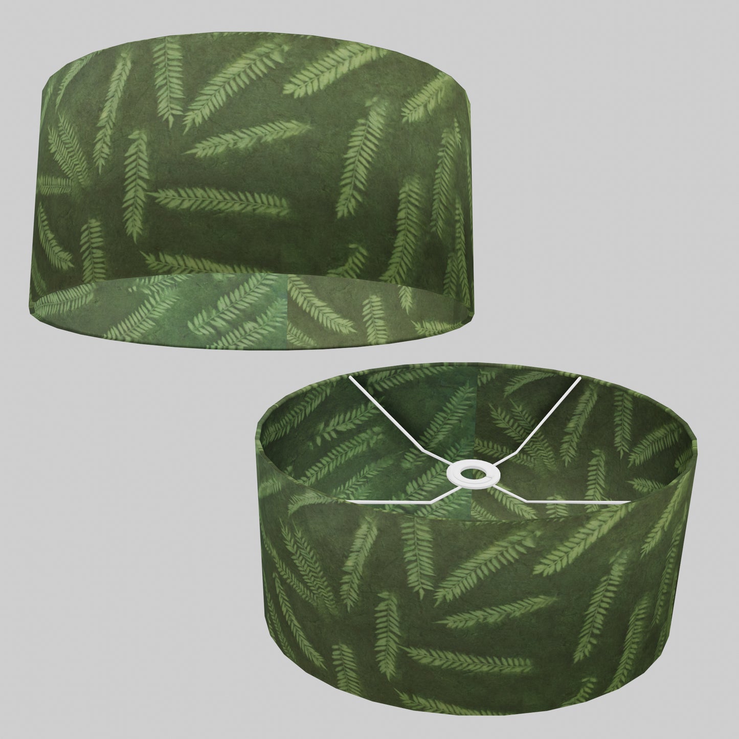 Oval Lamp Shade - P27 - Resistance Dyed Green Fern, 40cm(w) x 20cm(h) x 30cm(d)