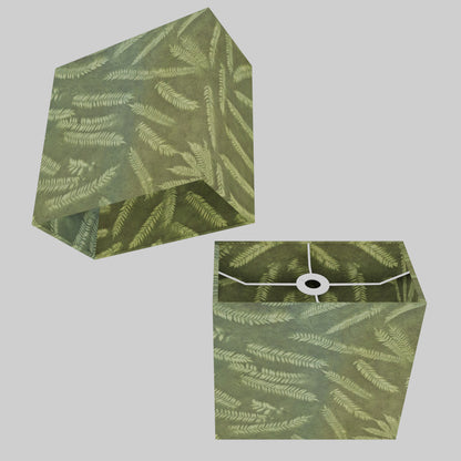Rectangle Lamp Shade - P27 - Resistance Dyed Green Fern, 30cm(w) x 30cm(h) x 15cm(d)
