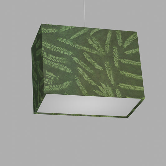 Rectangle Lamp Shade - P27 - Resistance Dyed Green Fern, 40cm(w) x 30cm(h) x 20cm(d)
