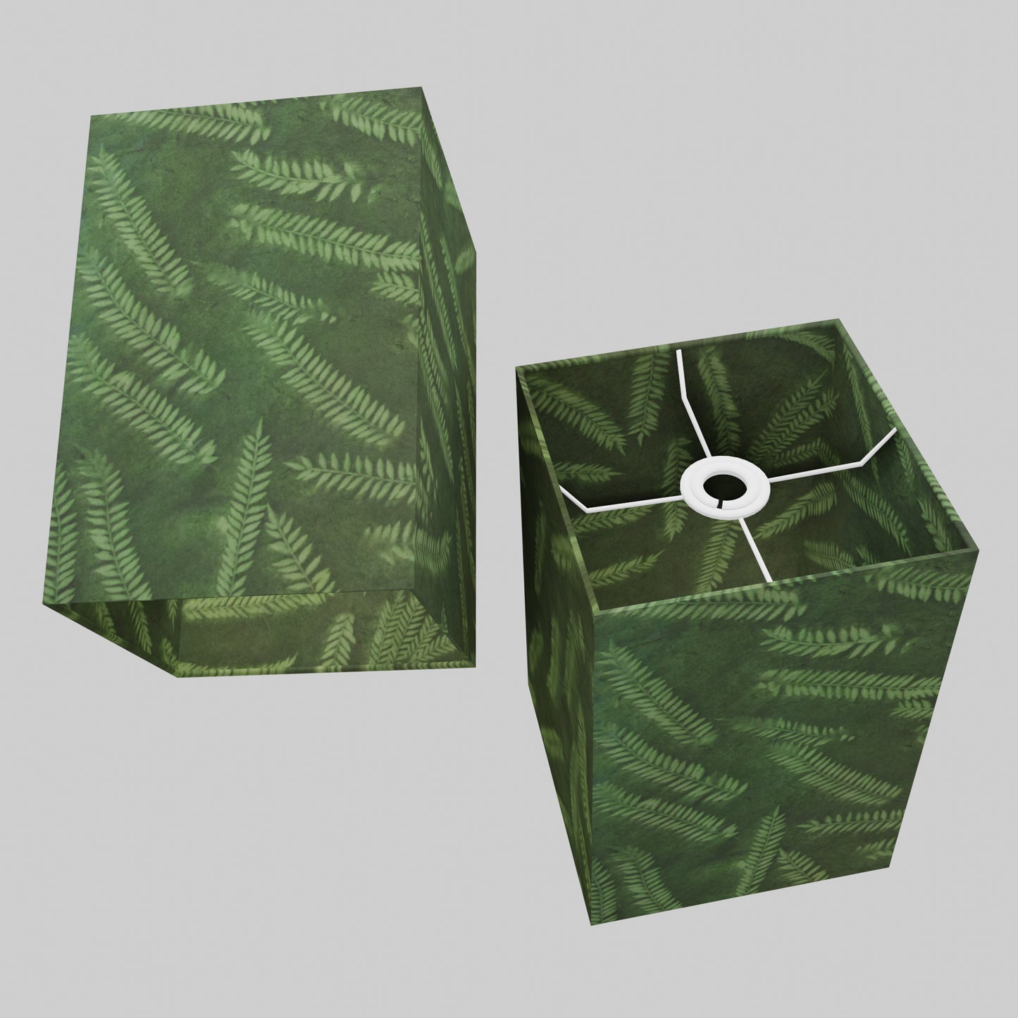 Square Lamp Shade - P27 - Resistance Dyed Green Fern, 20cm(w) x 30cm(h) x 20cm(d)