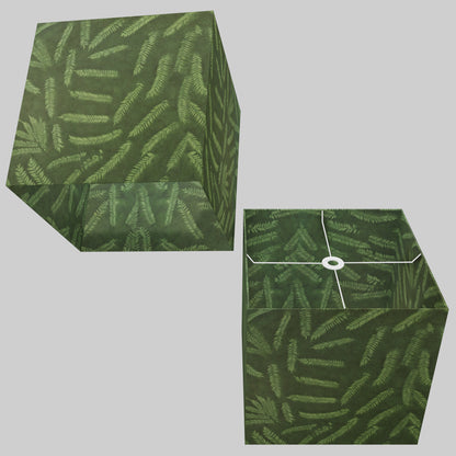 Square Lamp Shade - P27 - Resistance Dyed Green Fern, 40cm(w) x 40cm(h) x 40cm(d)