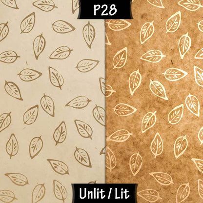 Square Lamp Shade - P28 - Batik Leaf on Natural, 40cm(w) x 40cm(h) x 40cm(d) - Imbue Lighting