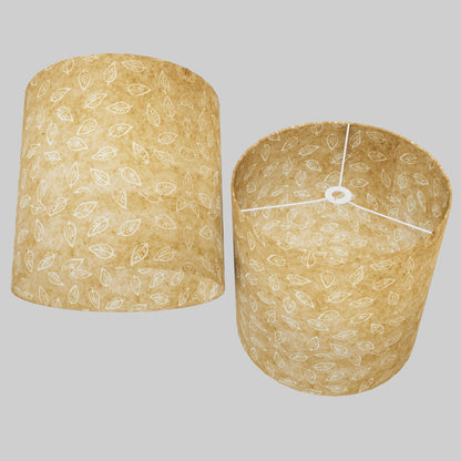 Drum Lamp Shade - P28 - Batik Leaf on Natural, 40cm(d) x 40cm(h)