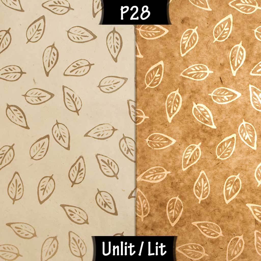 Square Lamp Shade - P28 - Batik Leaf on Natural, 20cm(w) x 20cm(h) x 20cm(d) - Imbue Lighting