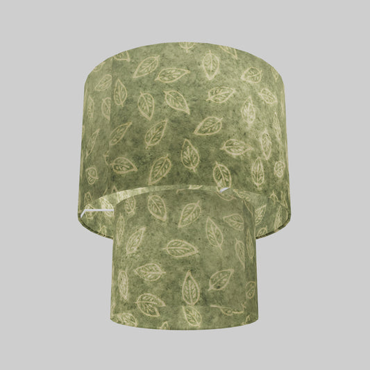2 Tier Lamp Shade - P29 - Batik Leaf on Green, 30cm x 20cm & 20cm x 15cm