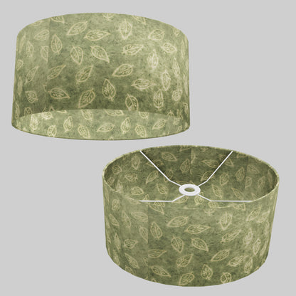 Oval Lamp Shade - P29 - Batik Leaf on Green, 40cm(w) x 20cm(h) x 30cm(d)