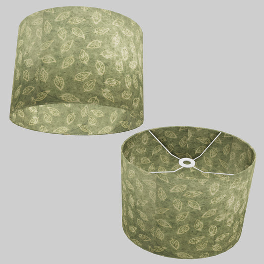 Oval Lamp Shade - P29 - Batik Leaf on Green, 40cm(w) x 30cm(h) x 30cm(d)
