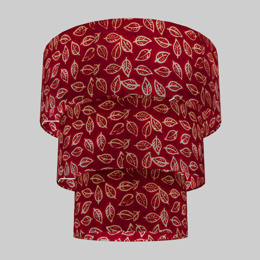 3 Tier Lamp Shade - P30 - Batik Leaf on Red, 50cm x 20cm, 40cm x 17.5cm & 30cm x 15cm
