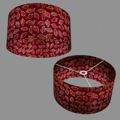 Drum Lamp Shade - P30 - Batik Leaf on Red, 40cm(d) x 20cm(h)