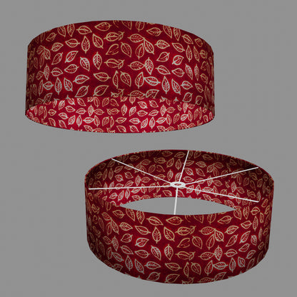 Drum Lamp Shade - P30 - Batik Leaf on Red, 60cm(d) x 20cm(h)