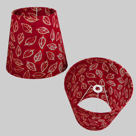 Conical Lamp Shade P30 - Batik Leaf on Red, 23cm(top) x 35cm(bottom) x 31cm(height)