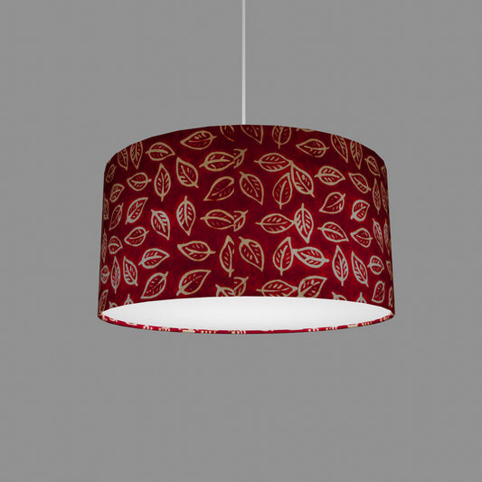 Drum Lamp Shade - P30 - Batik Leaf on Red, 40cm(d) x 20cm(h)